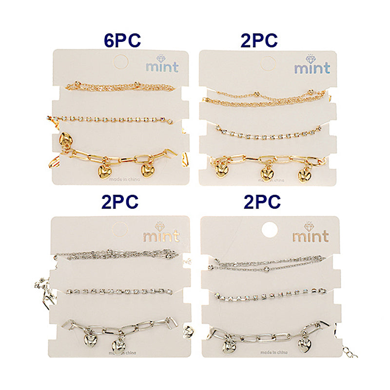 Puffy Heart Chain Bracelet Set