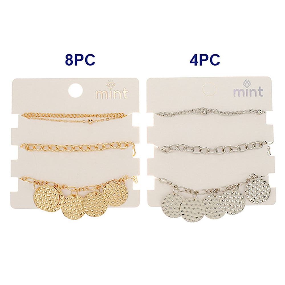 Hammered Disc Chain Bracelet Set