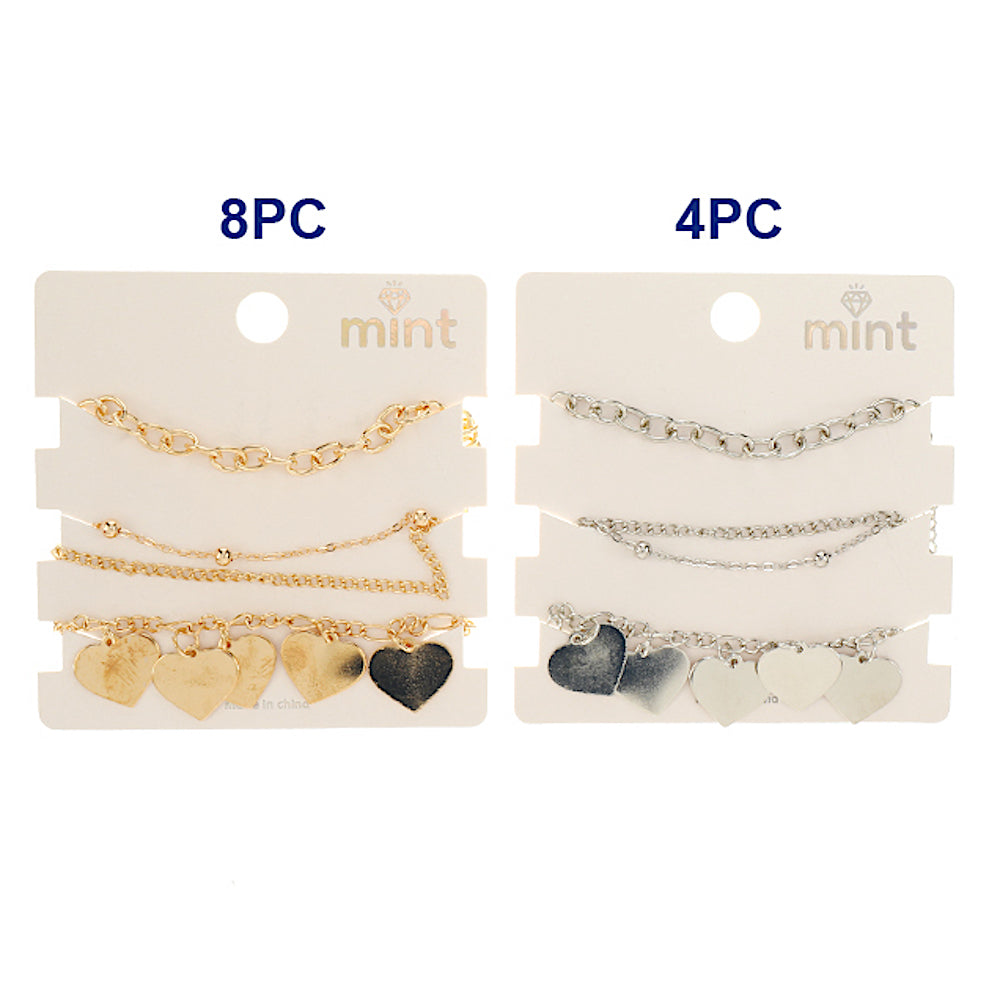Heart Disc Chain Bracelet Set