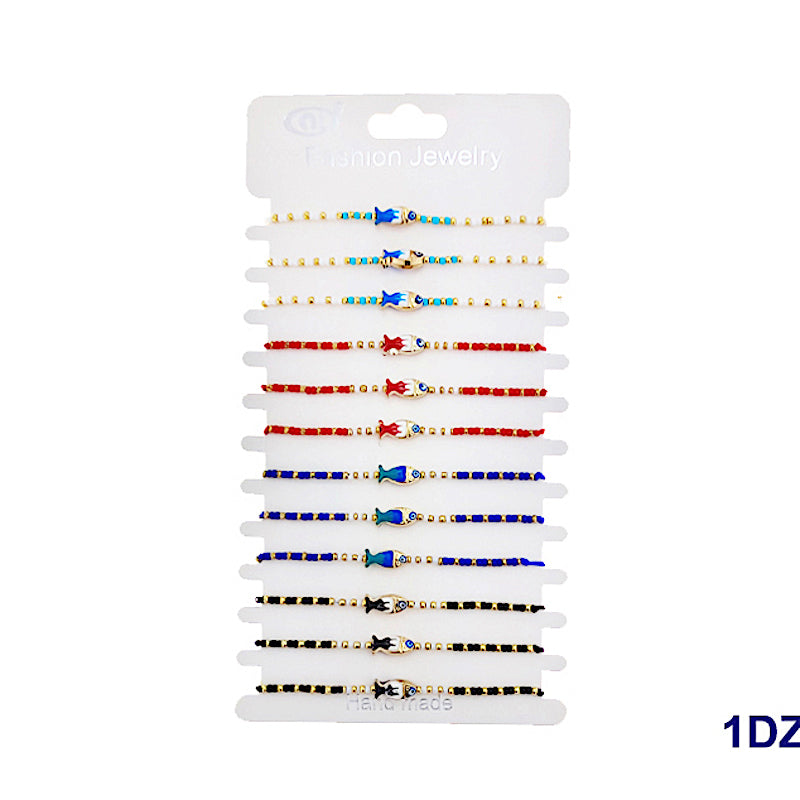 JAB47600 - Fish Bead Adjustable Thread Bracelet