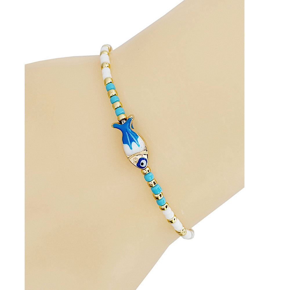 JAB47600 - Fish Bead Adjustable Thread Bracelet