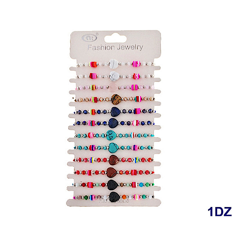 JAB47611 - Stone Heart Adjustable Thread Bracelet