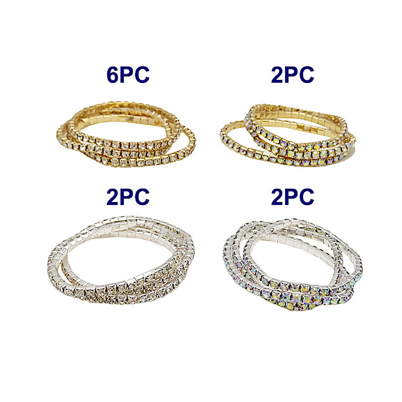 Rhinestone Stretch Bracelet 3 Piece Set