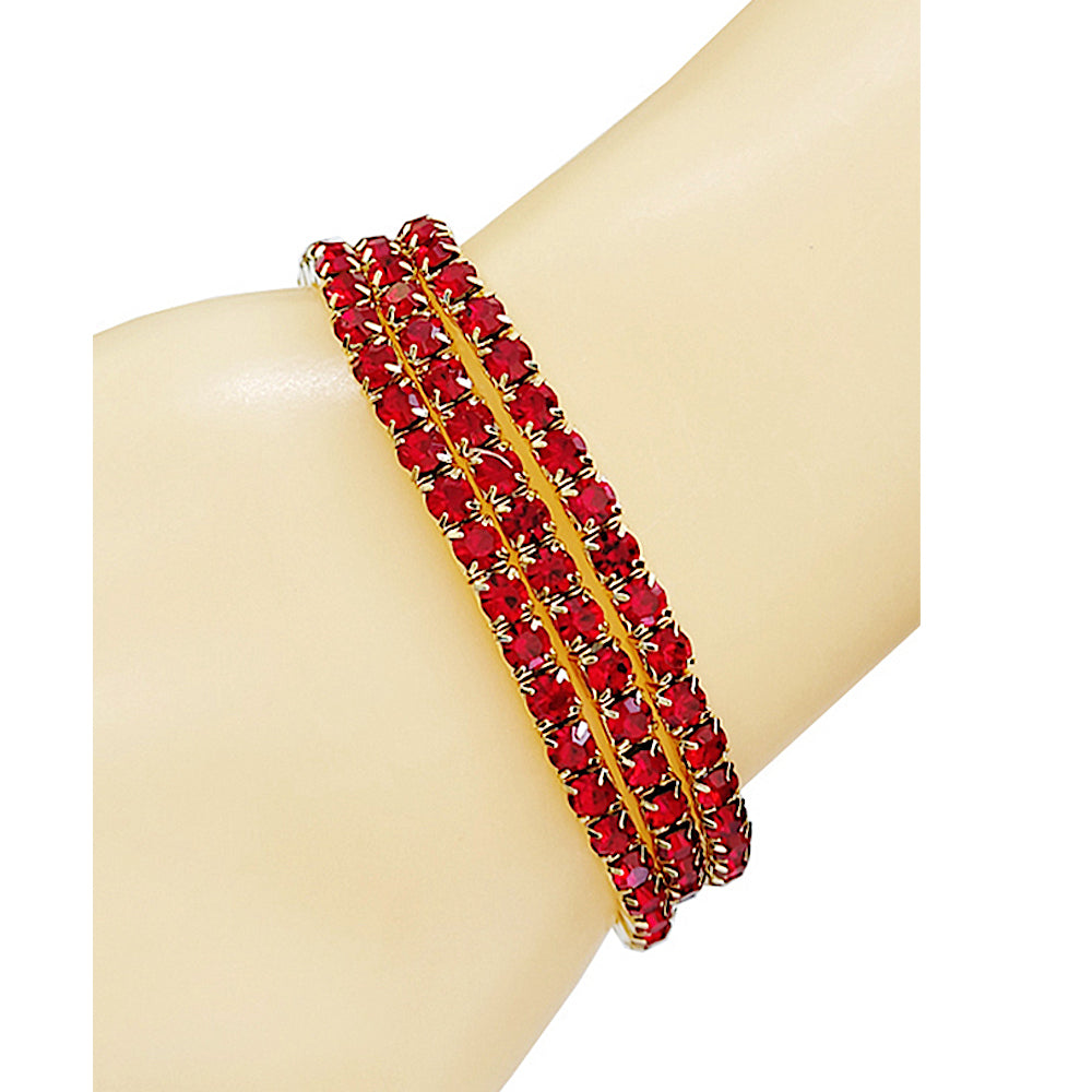 JAB47615GASST - Gold Rhinestone Stretch Bracelet 3 Piece Set