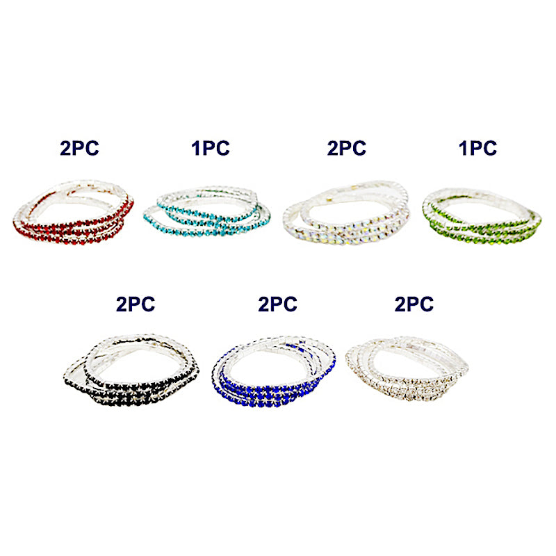 Silver Rhinestone Stretch Bracelet 3 Piece Set