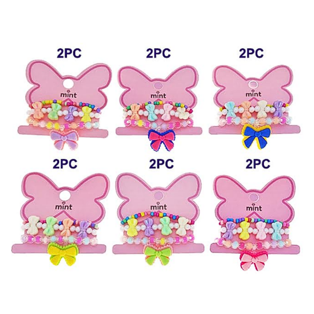 Bow Bead Stretch Bracelet Set