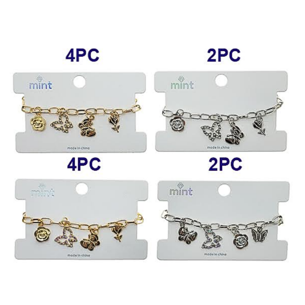 JAB49233 - Butterfly Flower Charm Bracelet