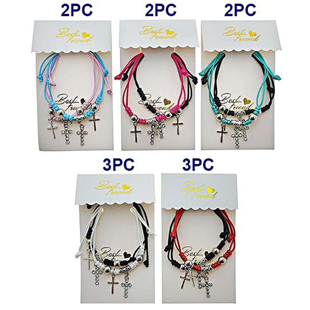 Cross Charm Adjustable Thread Knot Bracelet