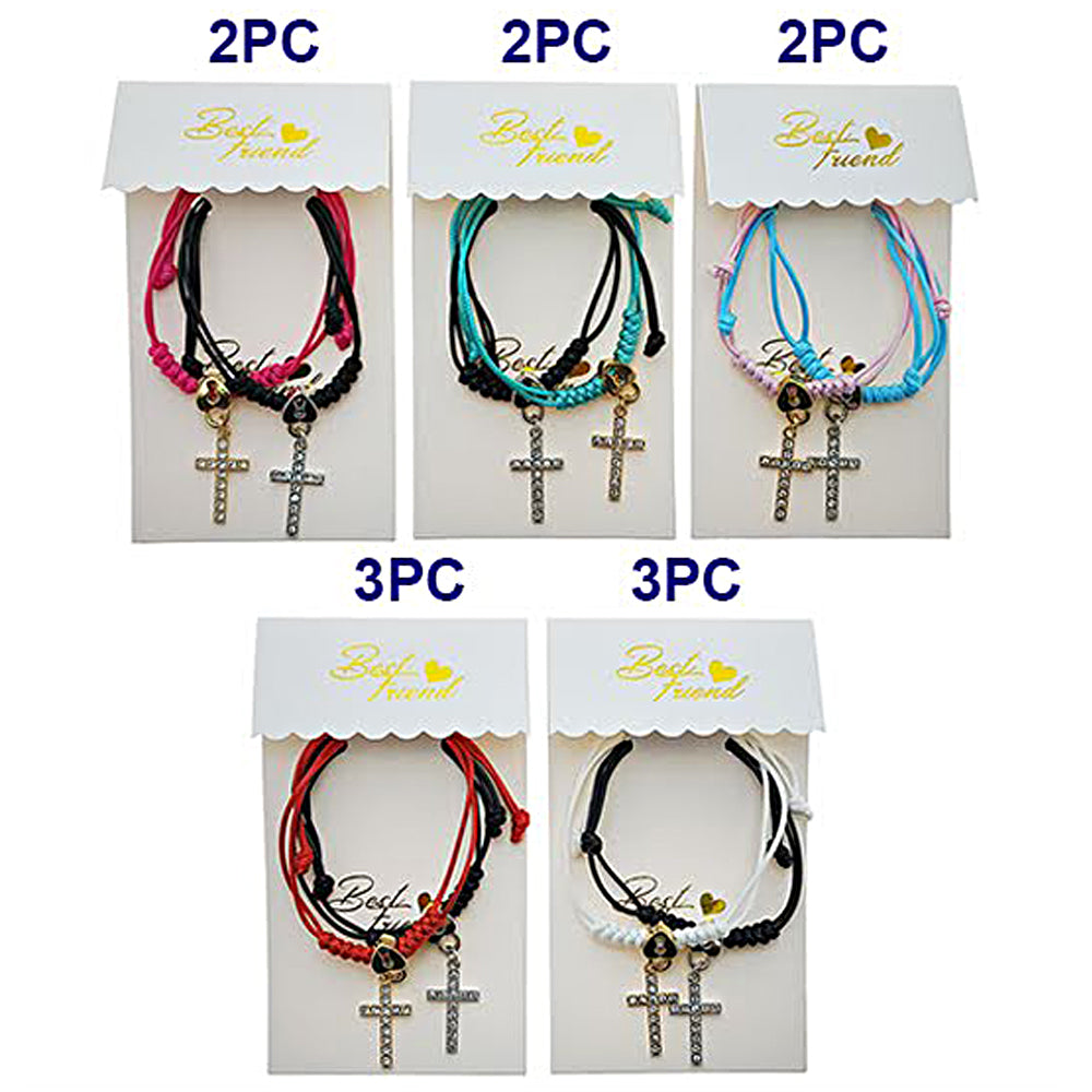 Cross Charm Adjustable Thread Knot Bracelet
