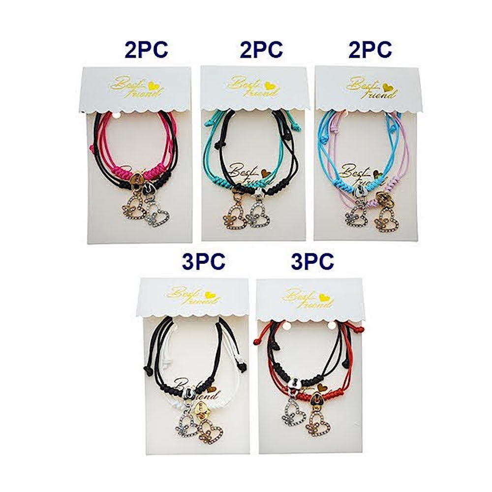 Heart Charm Adjustable Thread Knot Bracelet