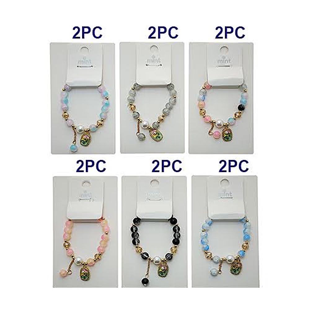Flower Motif Charm Bead Bracelet