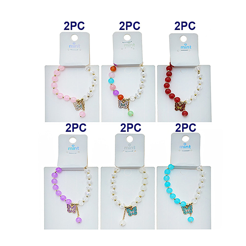 Enamel Butterfly Charm Bead Bracelet