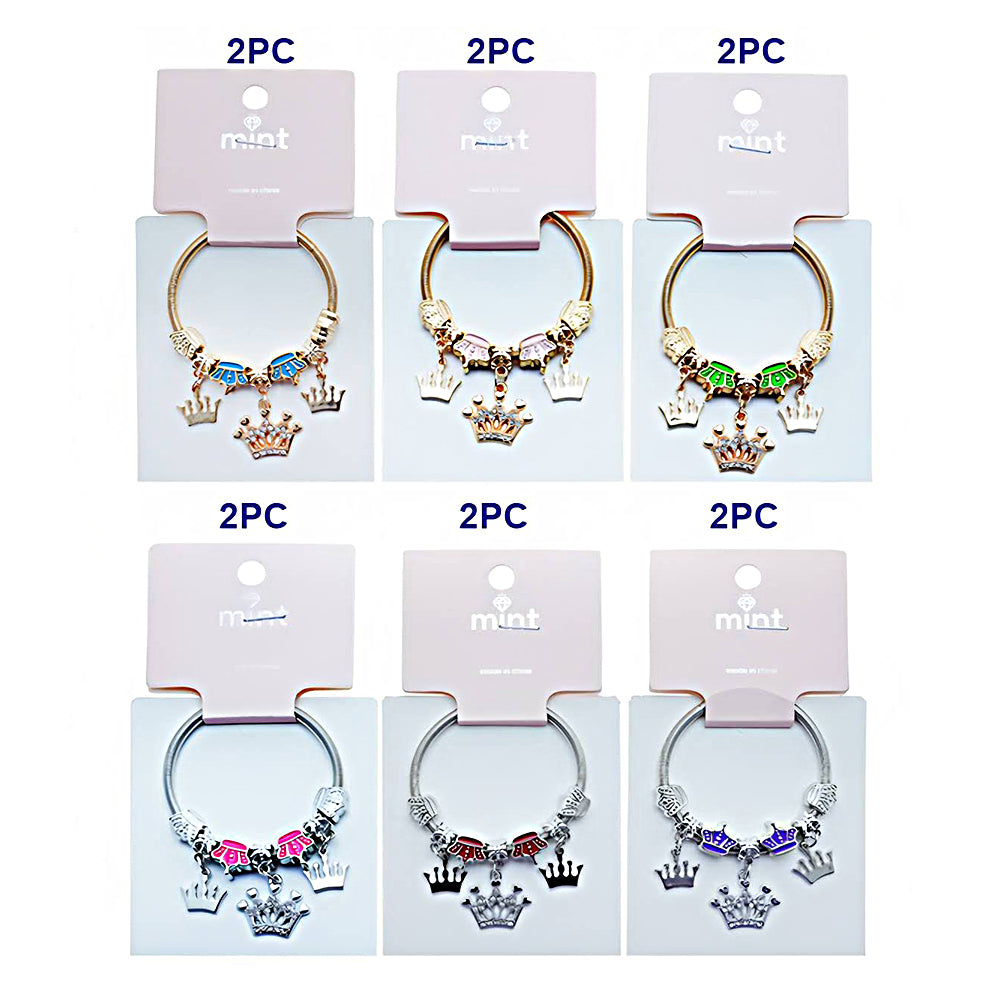 Princess Crown Charm Coil Bracelet