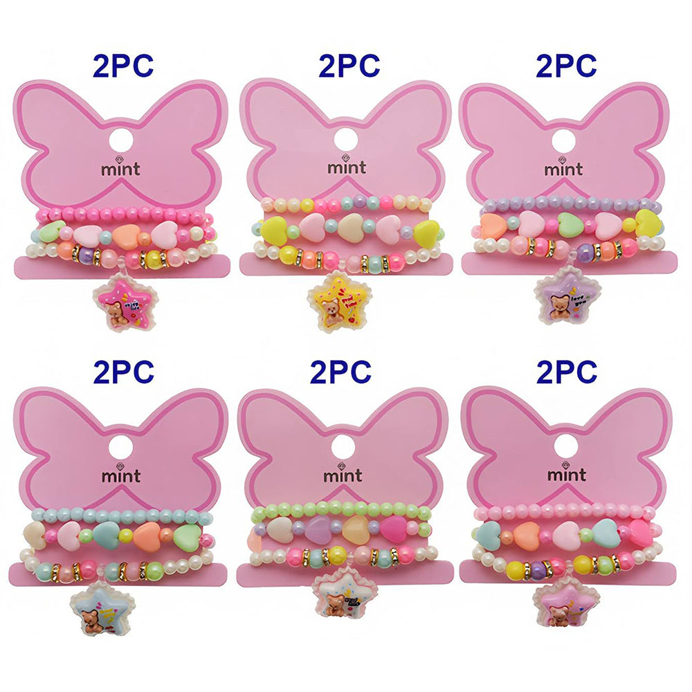 Teddy Bear Star Bead Stretch Bracelet Set