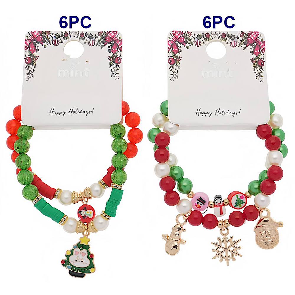 Christmas Charm Bead Bracelet Set