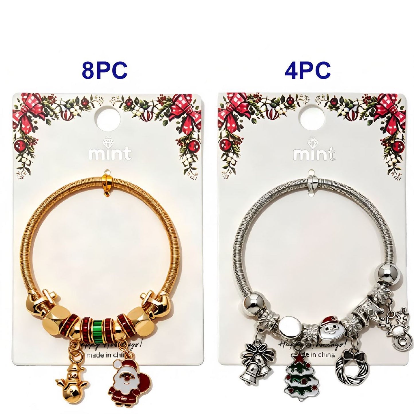 Christmas Tree & Santa Charm Bracelet