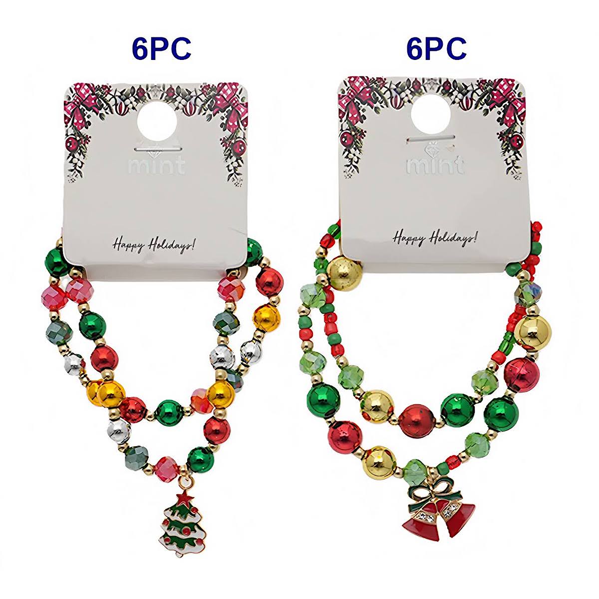 Christmas Charm Beaded Bracelet Set