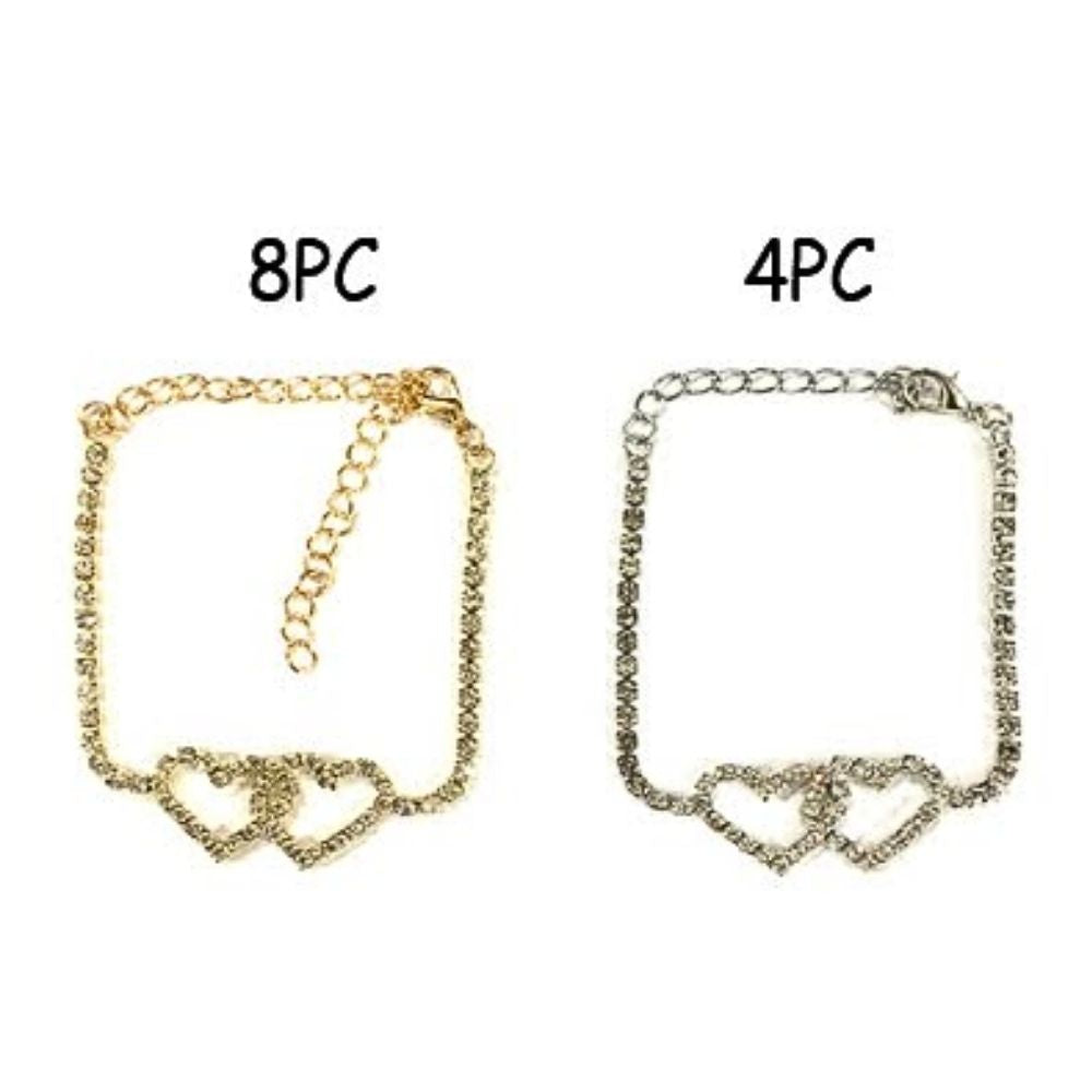 JAB25661 - Rhinestone Double Heart Bracelet