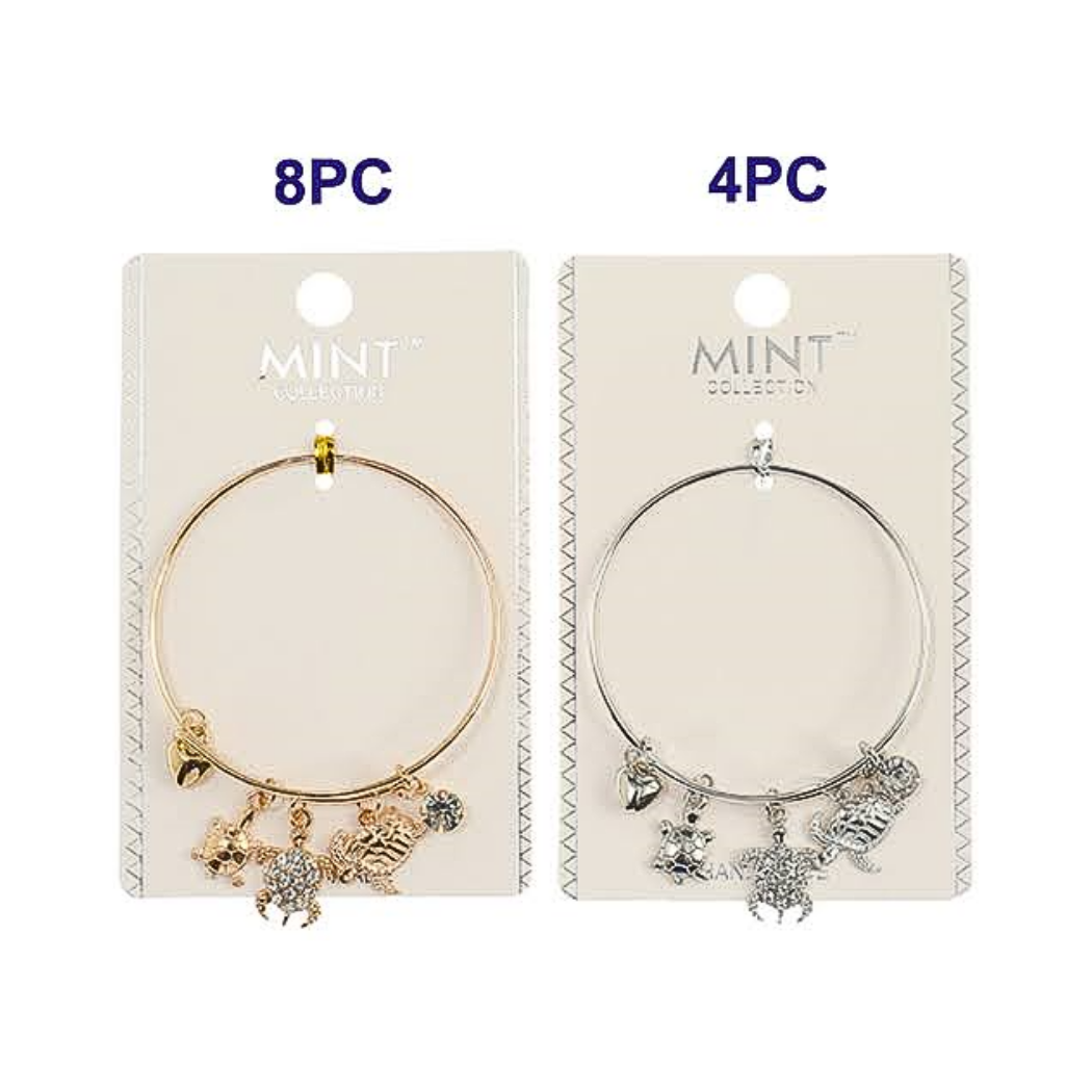 Sea Turtle Charm Bangle Bracelet