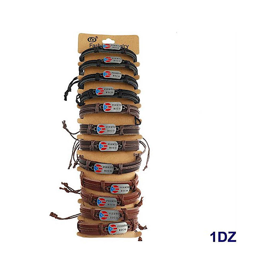 Puerto Rico Adjustable Leather Bracelet