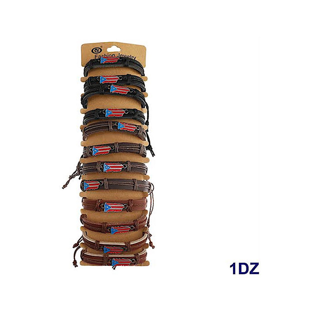 Puerto Rico Adjustable Leather Bracelet