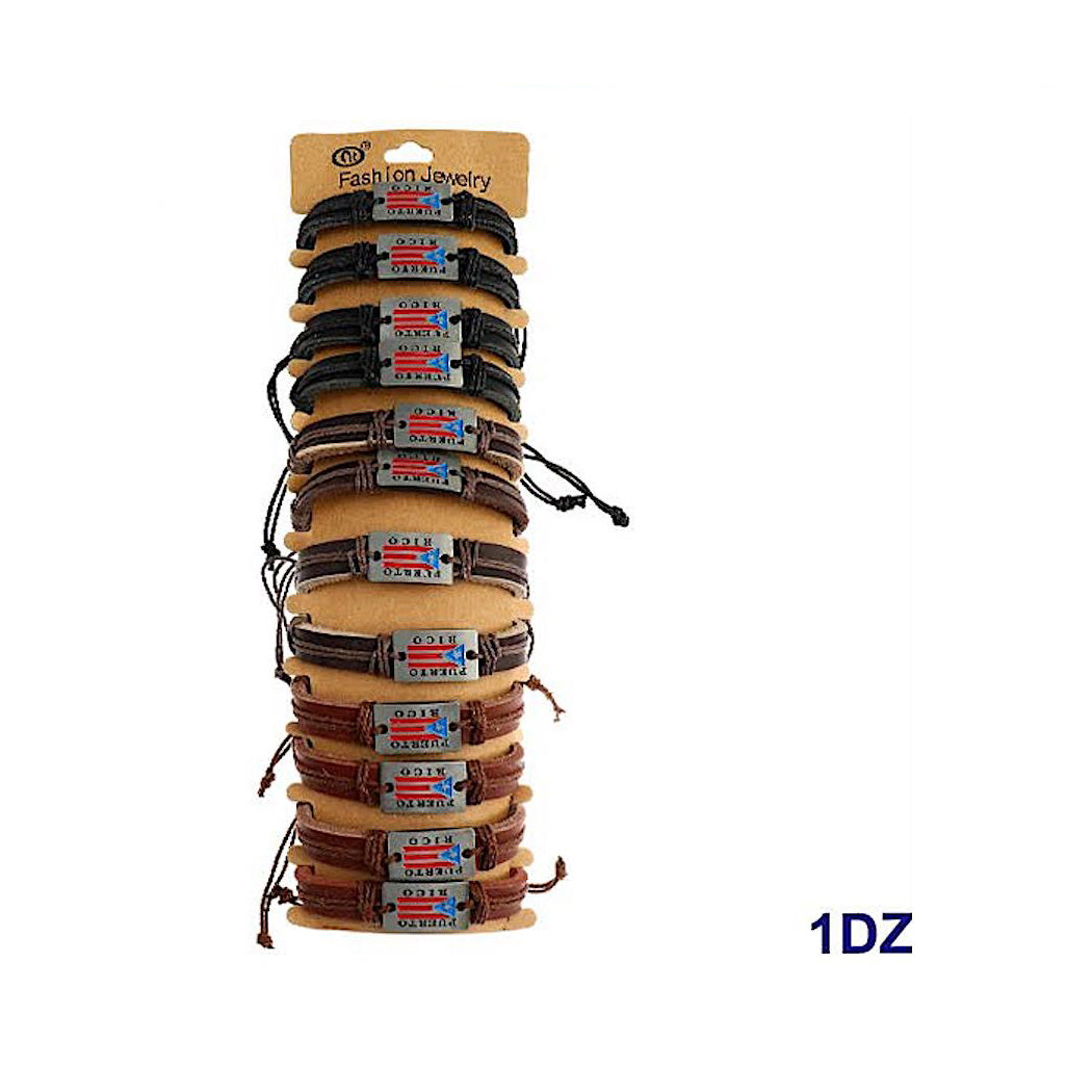 Puerto Rico Adjustable Leather Bracelet