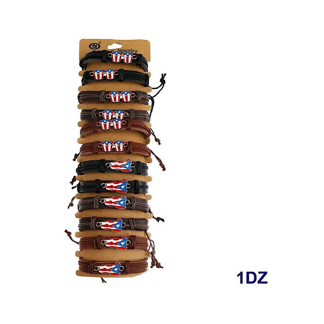 Puerto Rico Adjustable Leather Bracelet