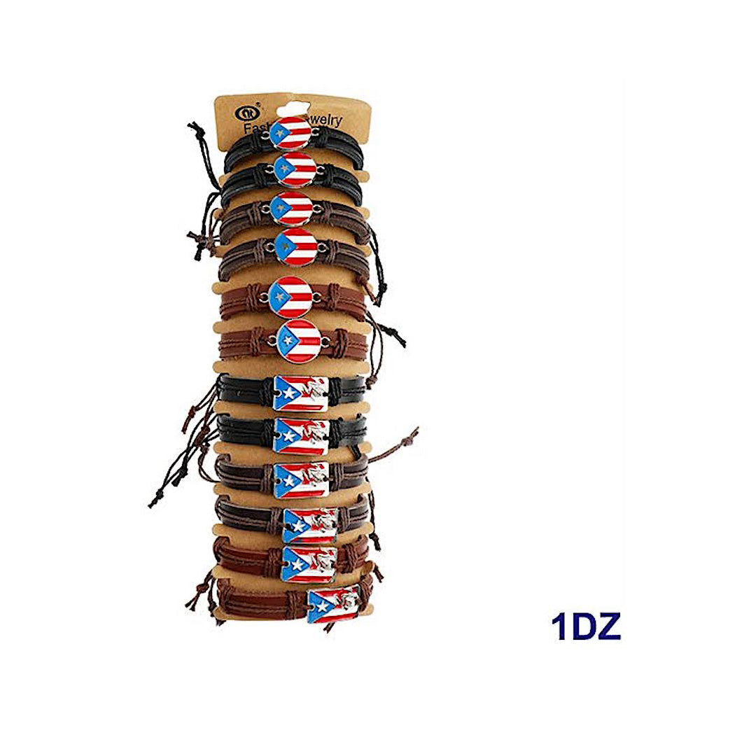 Puerto Rico Adjustable Leather Bracelet