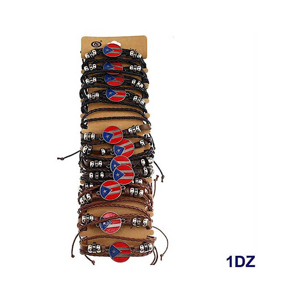 Puerto Rico Adjustable Leather Bracelet
