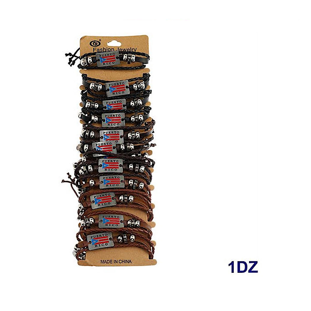 Puerto Rico Adjustable Leather Bracelet