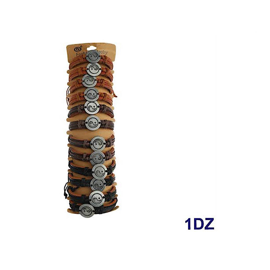 Yin & Yang Adjustable Leather Bracelet