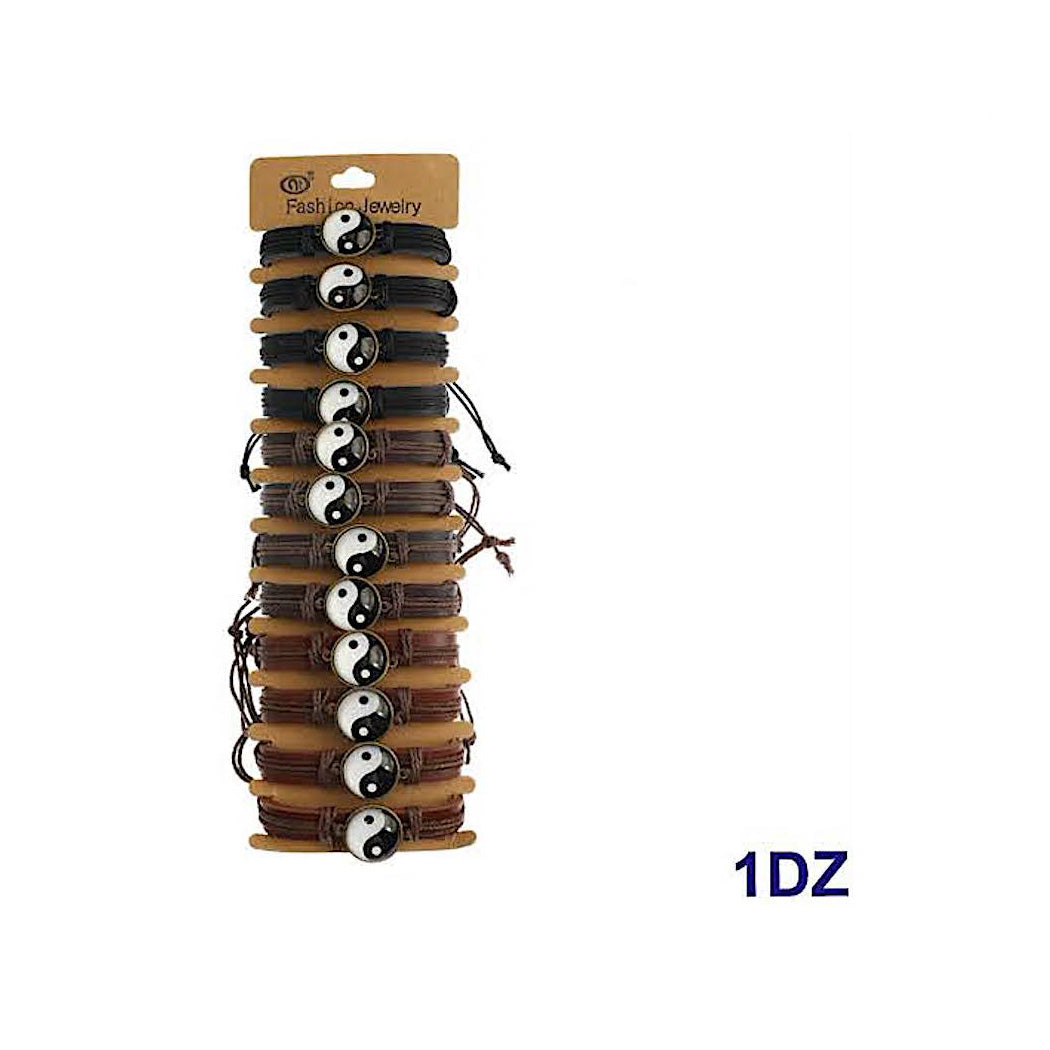 Yin & Yang Adjustable Leather Bracelet