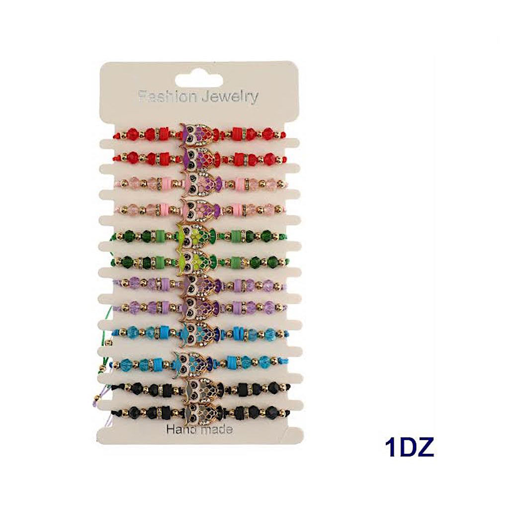 Enamel Owl Adjustable Thread Bracelet