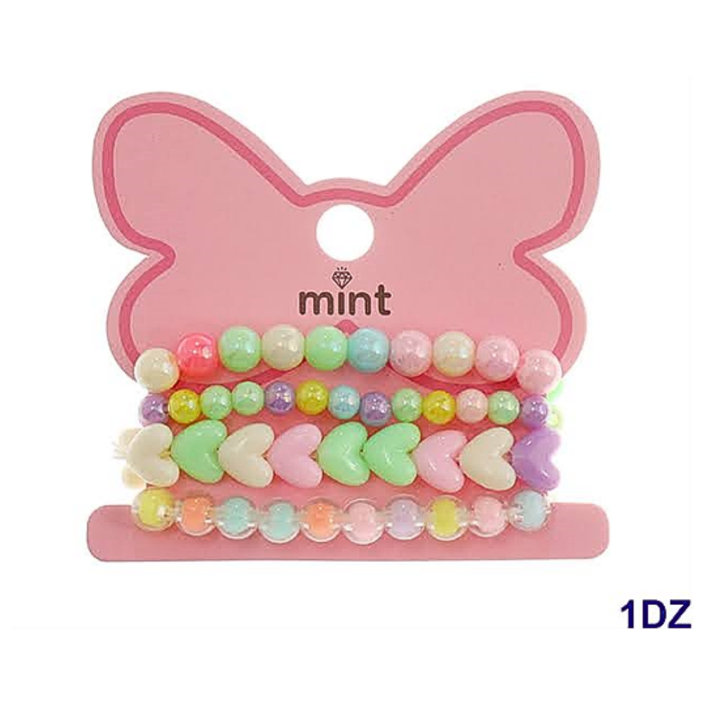 Heart Bead Stretch Bracelet Set