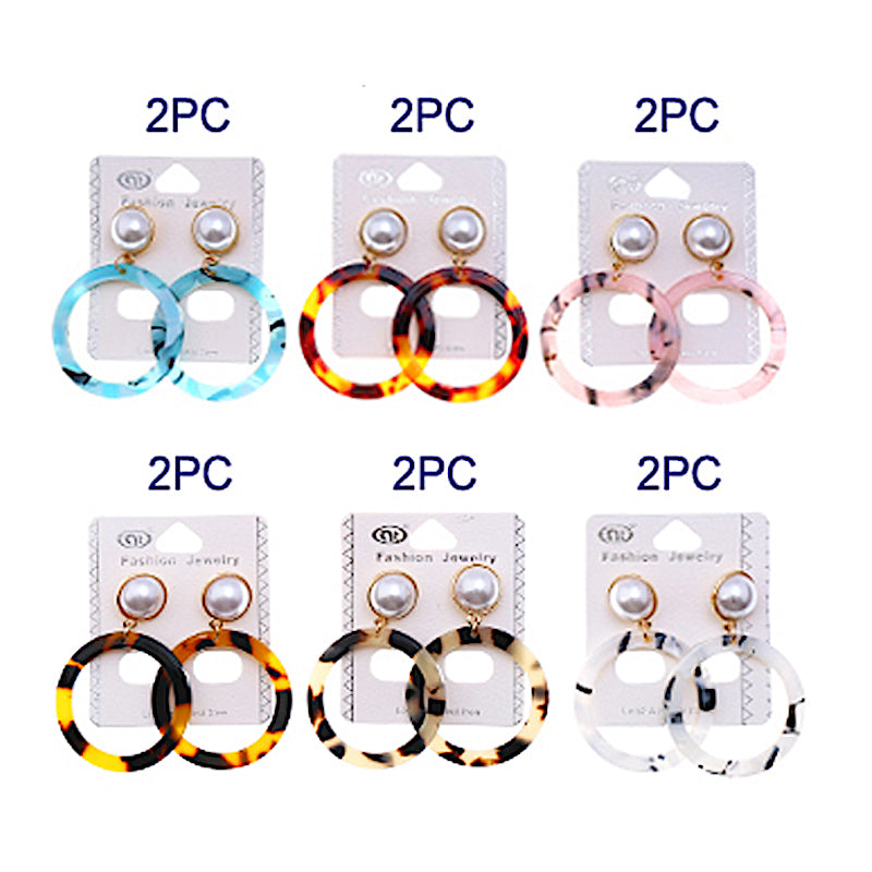 Resin Dangle Black Round Earring