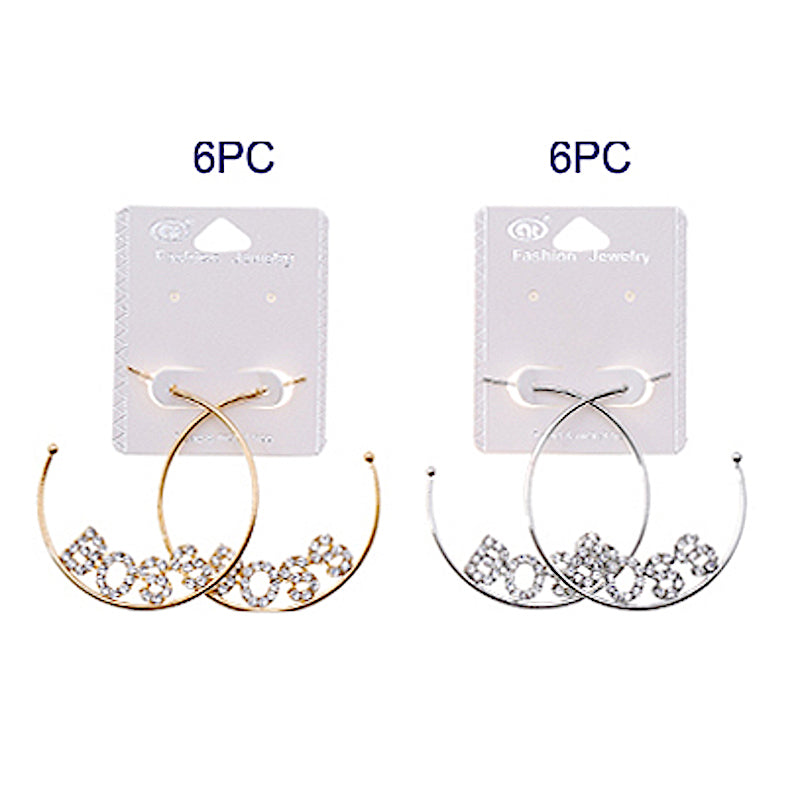 Rhinestone Boss Word Hoops