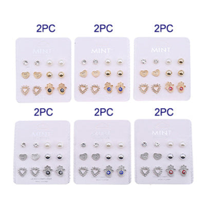 6 Pair Evil Eye Stud Earring Set