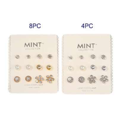 6 Pair Flower Stud Earring Set