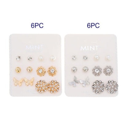 6 Pair Stud Earring Set