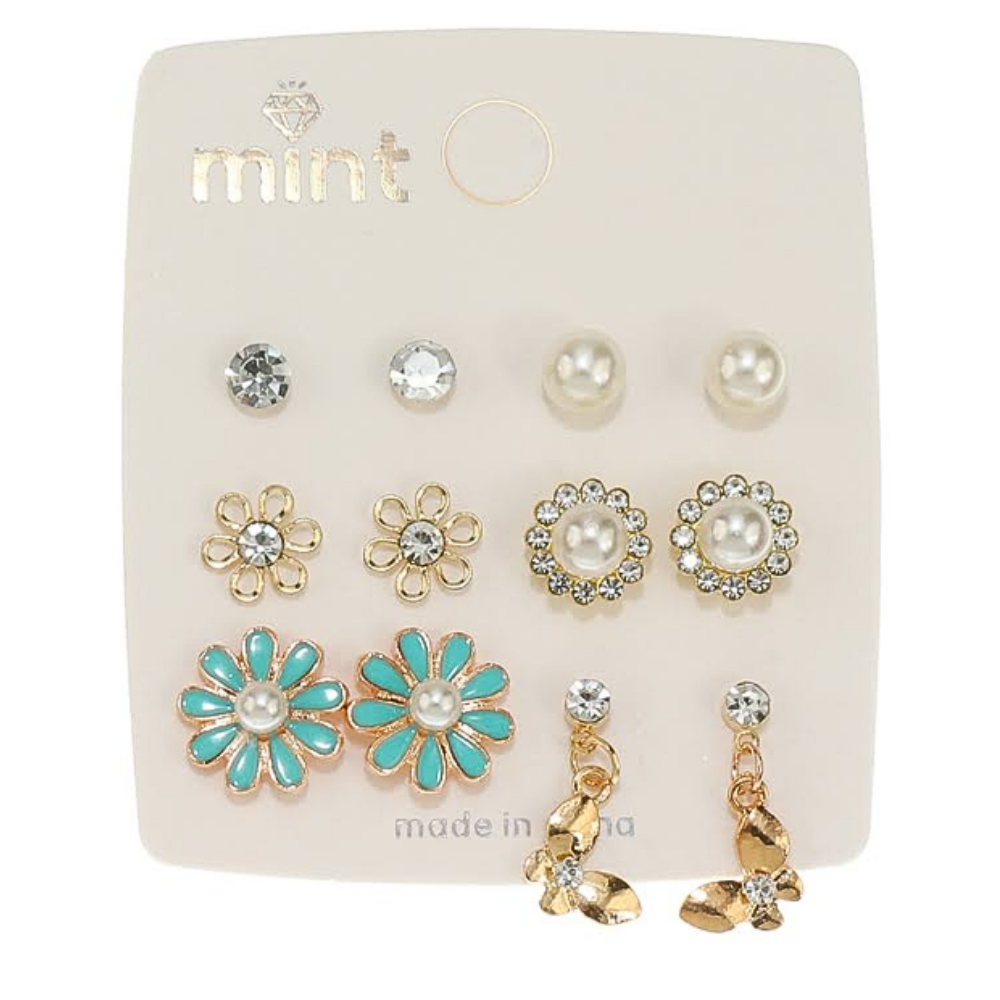 JAE36925 - 6 Pair Butterfly Stud Earring Set