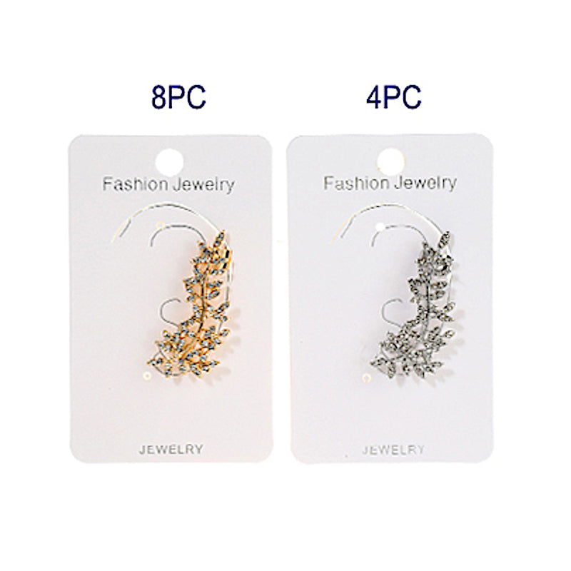Rhinestone Leaf Ear Cuff