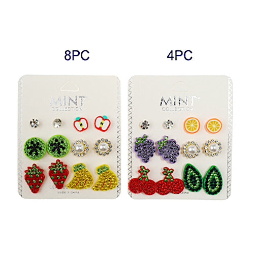6 Pair Fruit Stud Earring Set