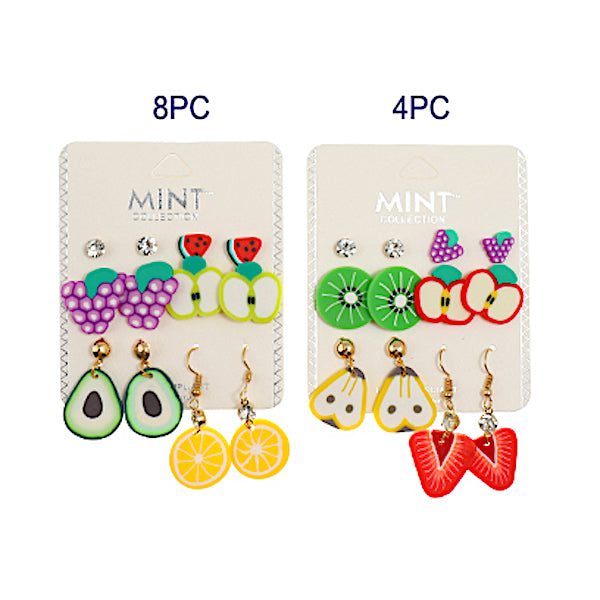 6 Pair Fruit Stud Earring Set