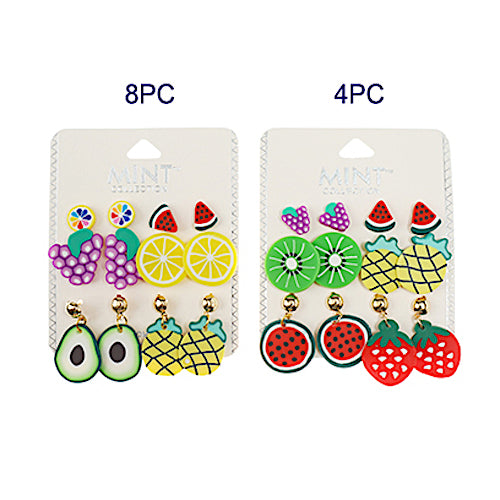 6 Pair Fruit Stud Earring Set