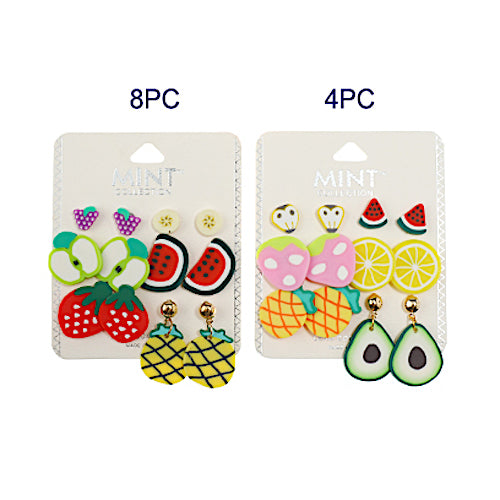 6 Pair Fruit Stud Earring Set