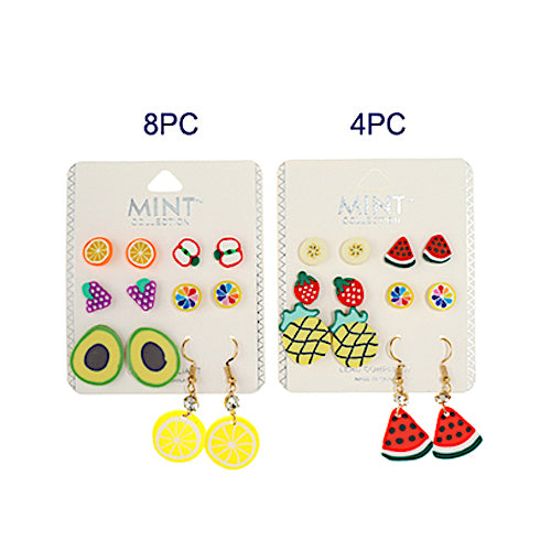 6 Pair Fruit Stud Earring Set