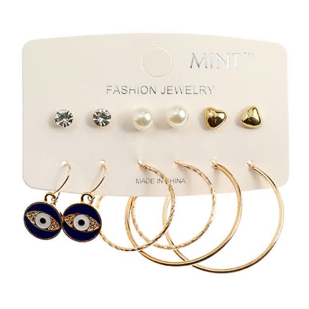 JAE39036 - 6 Pair Stud & Hoop Set