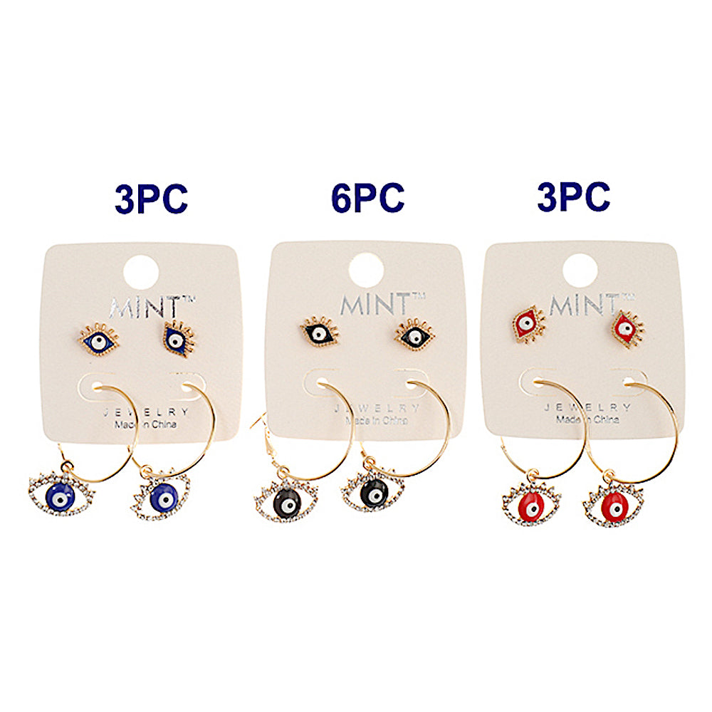 Evil Eye Charm Hoop & Stud Set