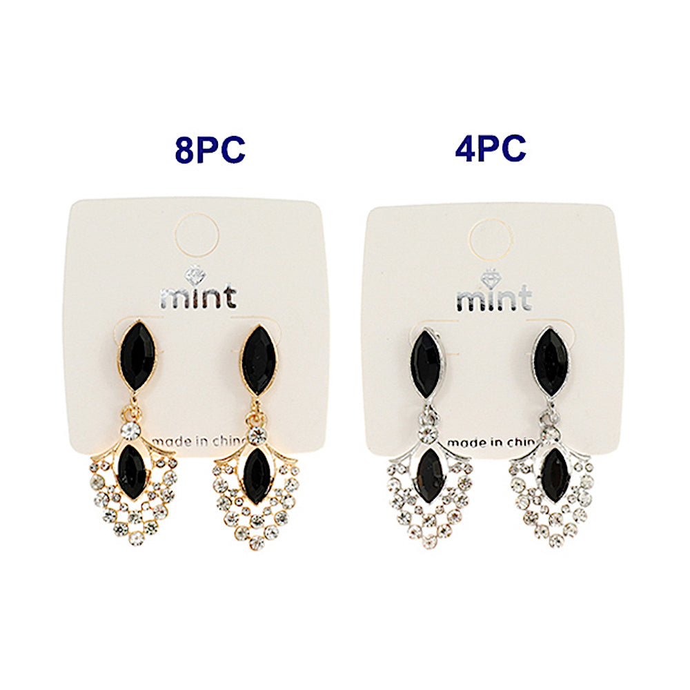 JAE40426BK - Black Rhinestone Drop Earring