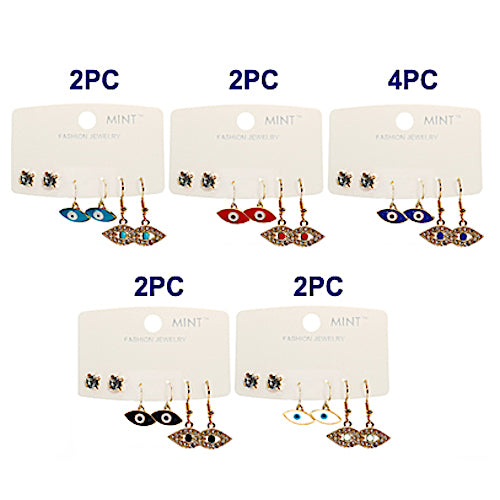 3 Pair Evil Eye Earring Set